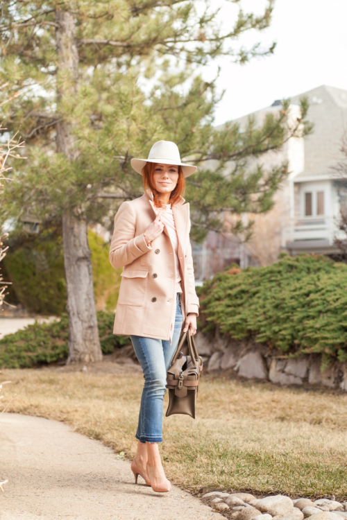 t h e (c h l o e) c o n s p i r a c y: Layers Of Pink (& The Ann Taylor Double Breasted Coat) #anntaylor #pink #ragandbone #kickflares #springstyle #ootd