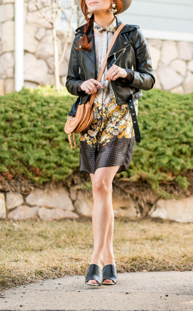 t h e (c h l o e) c o n s p i r a c y: A Floral Dress + A Moto Jacket #ootd #springstyle