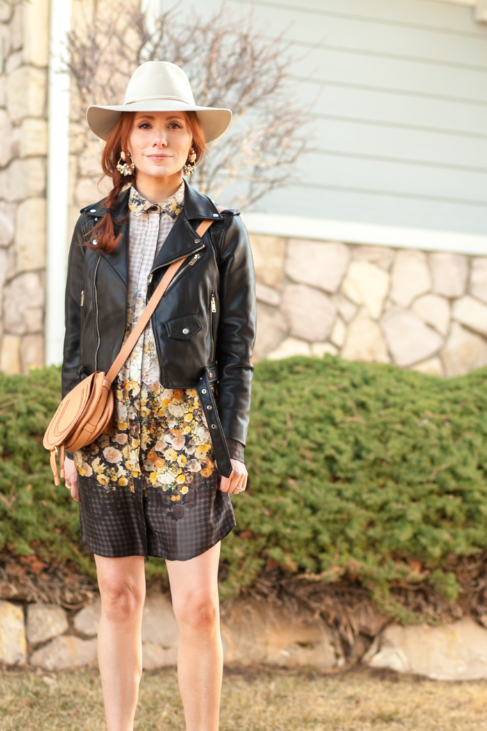 t h e (c h l o e) c o n s p i r a c y: A Floral Dress + A Moto Jacket #ootd #springstyle