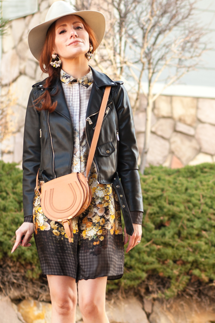 t h e (c h l o e) c o n s p i r a c y: A Floral Dress + A Moto Jacket #ootd #springstyle