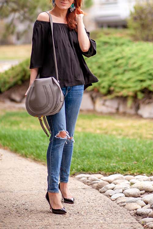 t h e (c h l o e) c o n s p i r a c y: Off-The-Shoulder + The Baublebar Kiara Drops  #ootd #springstyle 